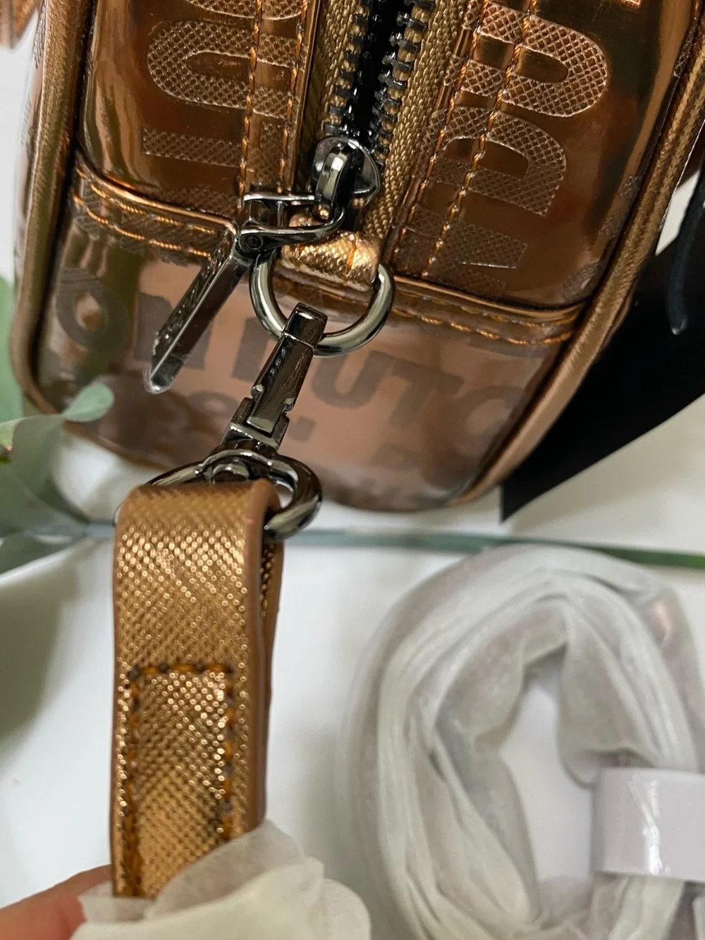 Von Dutch Metallic Bronze Satchel Bag